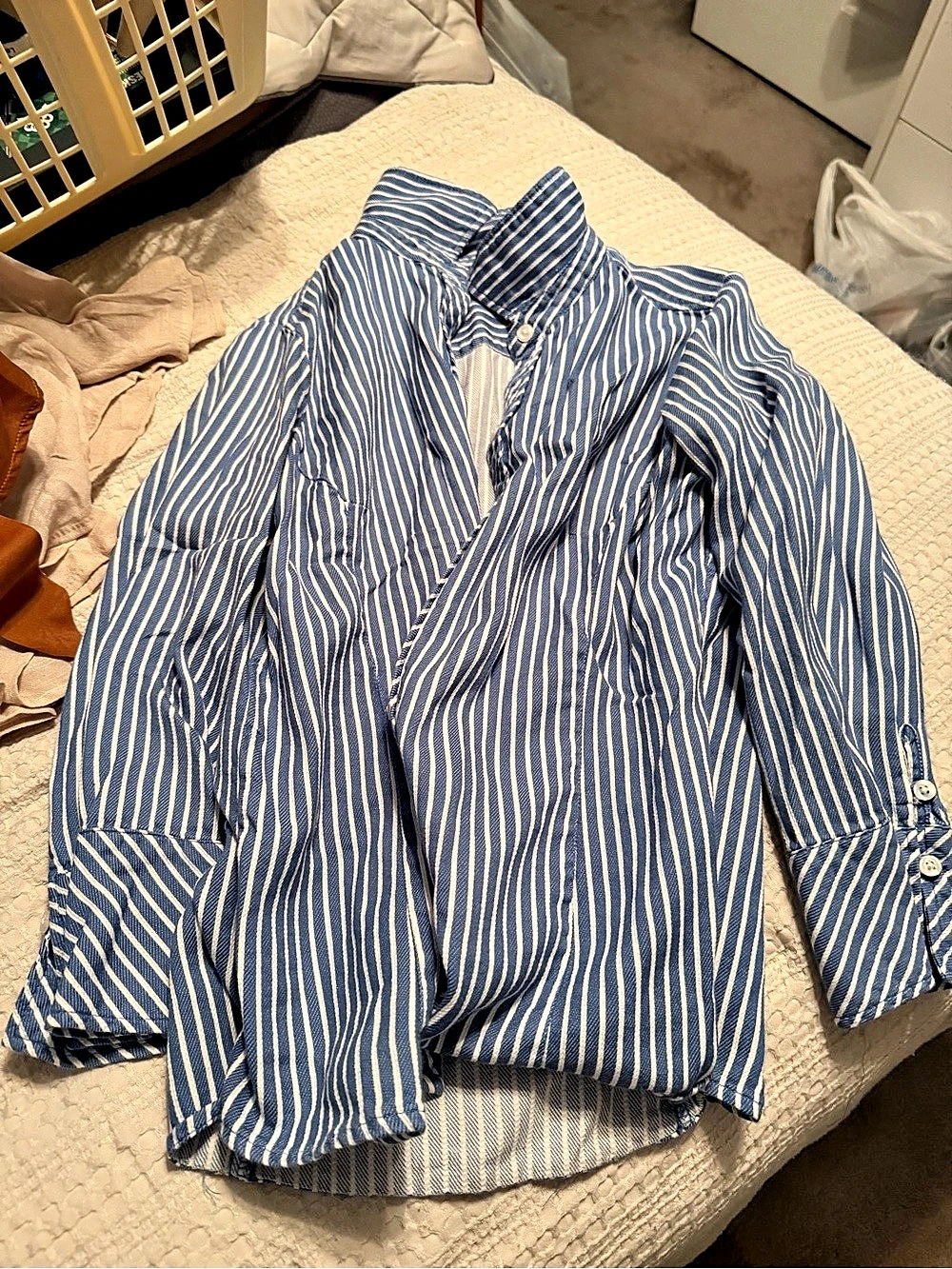Blue & White Striped Button Down Shirt